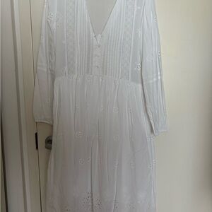 Zara Womans Maxi Dress S White Eyelet Cotton Embroidered 5598/050 NWOT